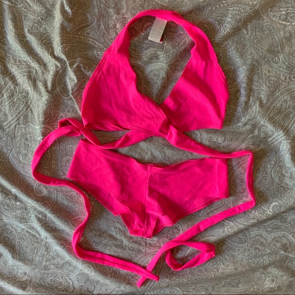 J. Valentine Tops - J. Valentine Neon Wraparound Halter Top/Shorts Set
